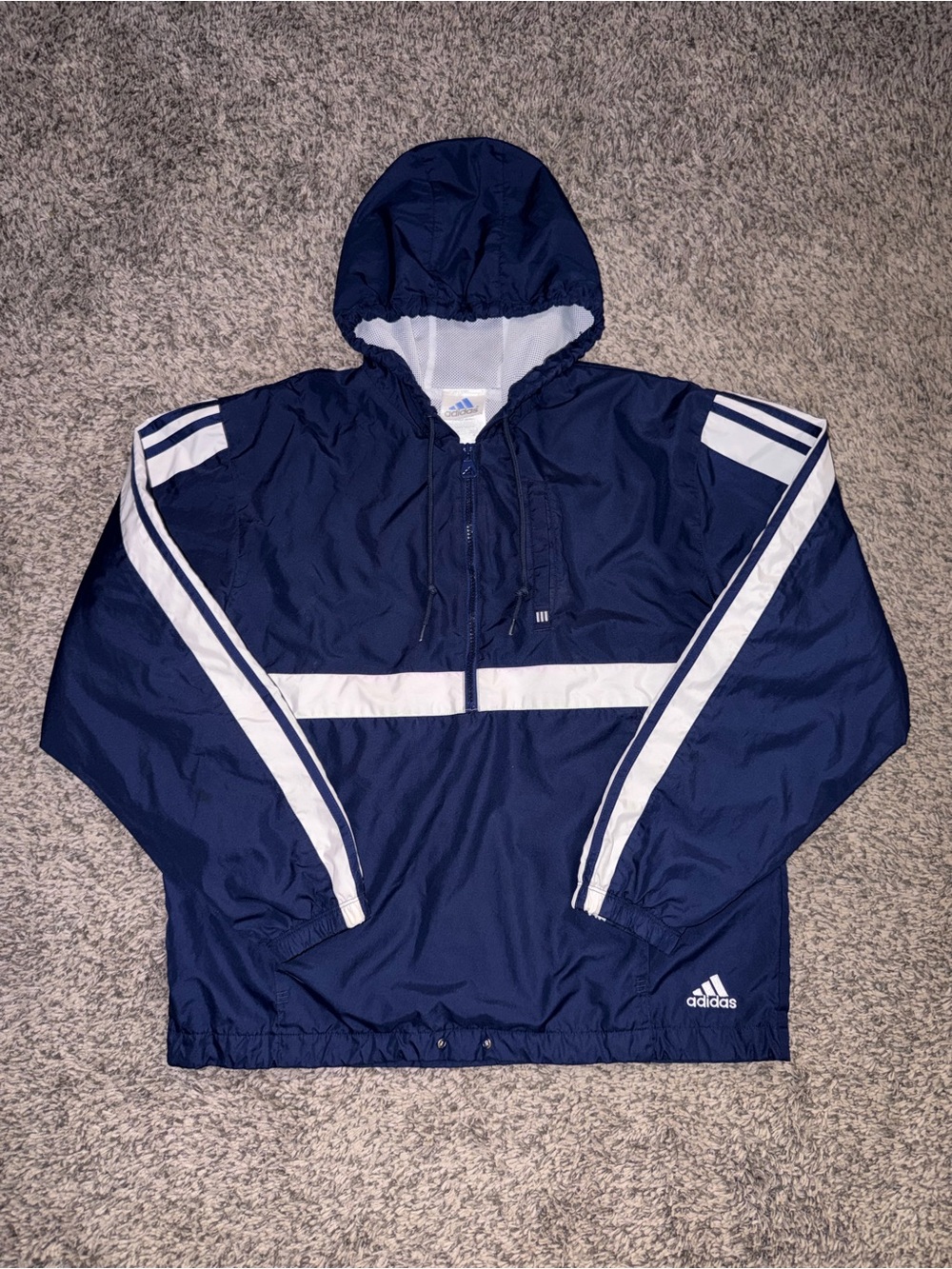 Adidas Navy Windbreaker Quarter Zip